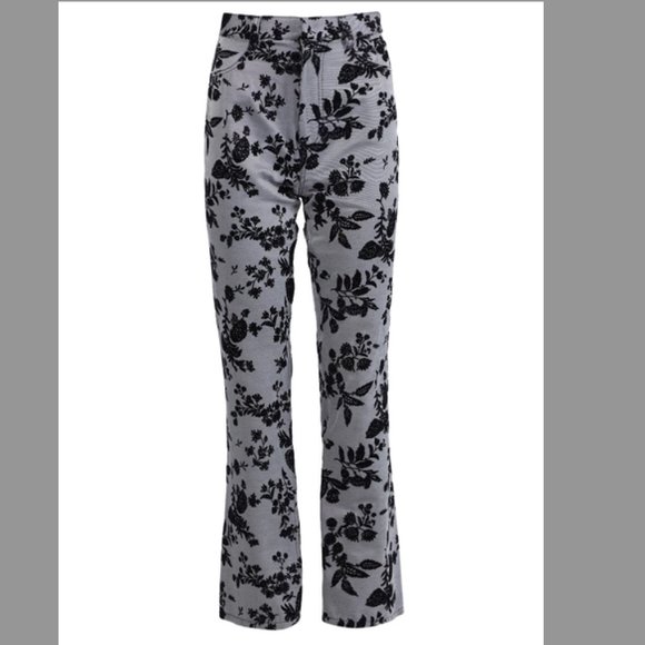 Rodarte Floral Denim Straight Leg Pant - Picture 1 of 2